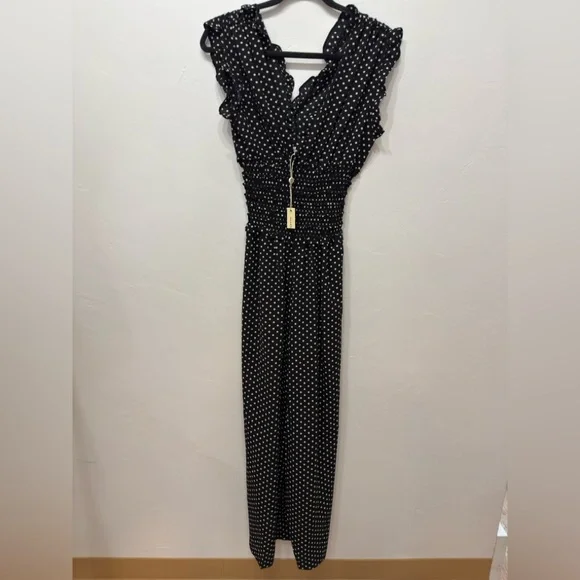 🆕 Max Studio Black & White Polka Dot Sleeveless Jumpsuit, NWT, S - Picture 2 of 5